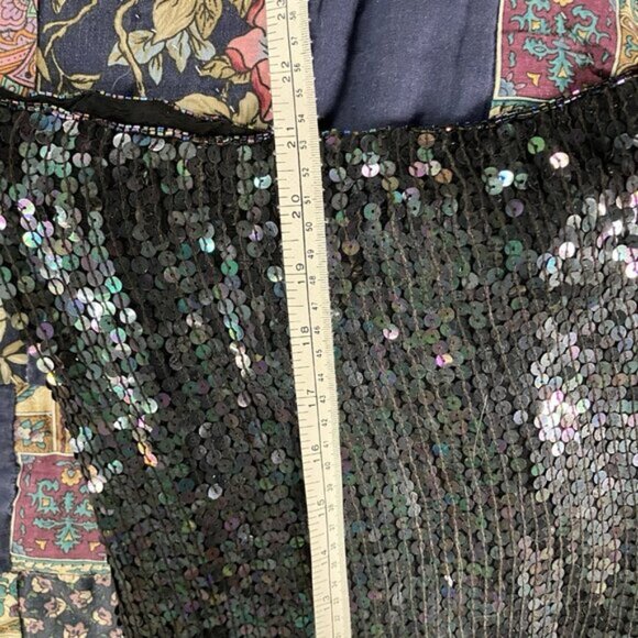 Vintage Rina Z Top Womens L Sequin Beaded V-neck Cap Sleeve 80s Silk Blouse - Picture 8 of 8